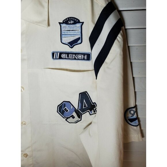 Mens Clench Jeans Size XL‎ Short Sleeve White Butto - Picture 2 of 6